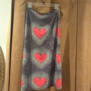 O'Mighty Gray and Red Heart Midi Skirt